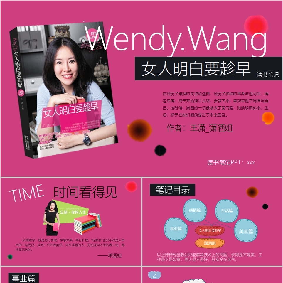 【免费】《女人明白要趁早》读书笔记PPT模板