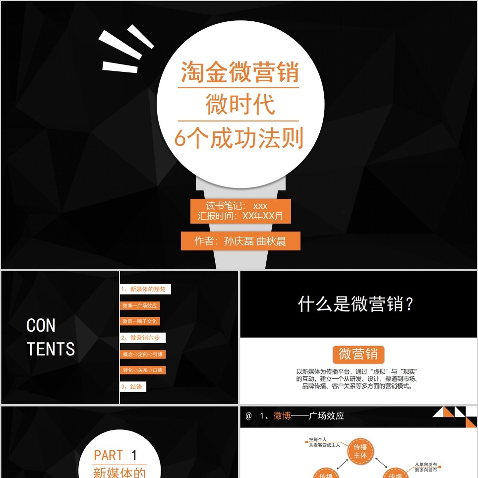 【模板】《淘金微营销》读书笔记PPT模板